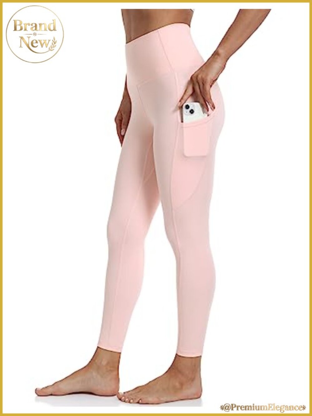 High Waisted Seamless Yoga Leggings with Pockets 25" Inseam